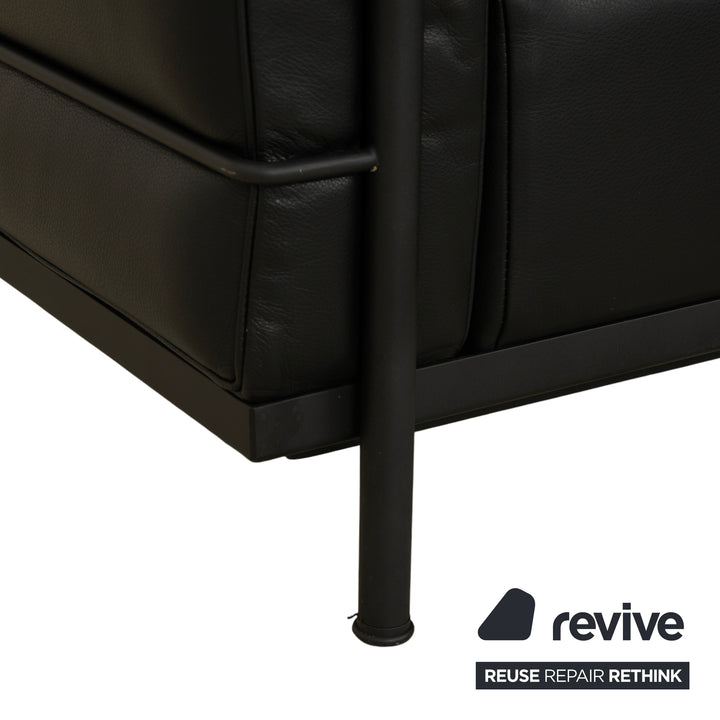 Cassina LC 2 Leder Dreisitzer Schwarz Sofa Couch