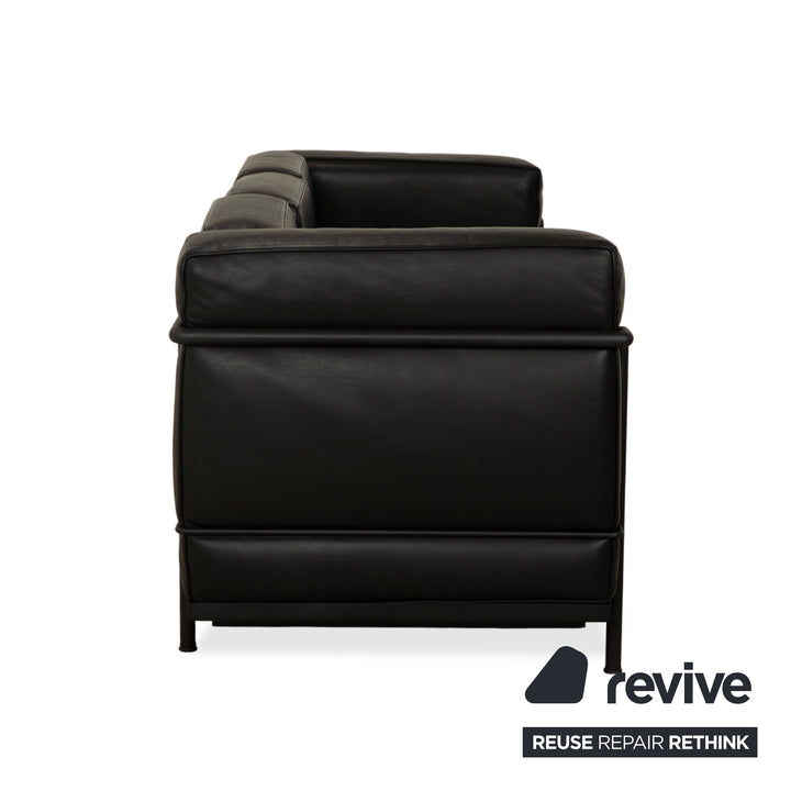 Cassina LC 2 Leder Dreisitzer Schwarz Sofa Couch