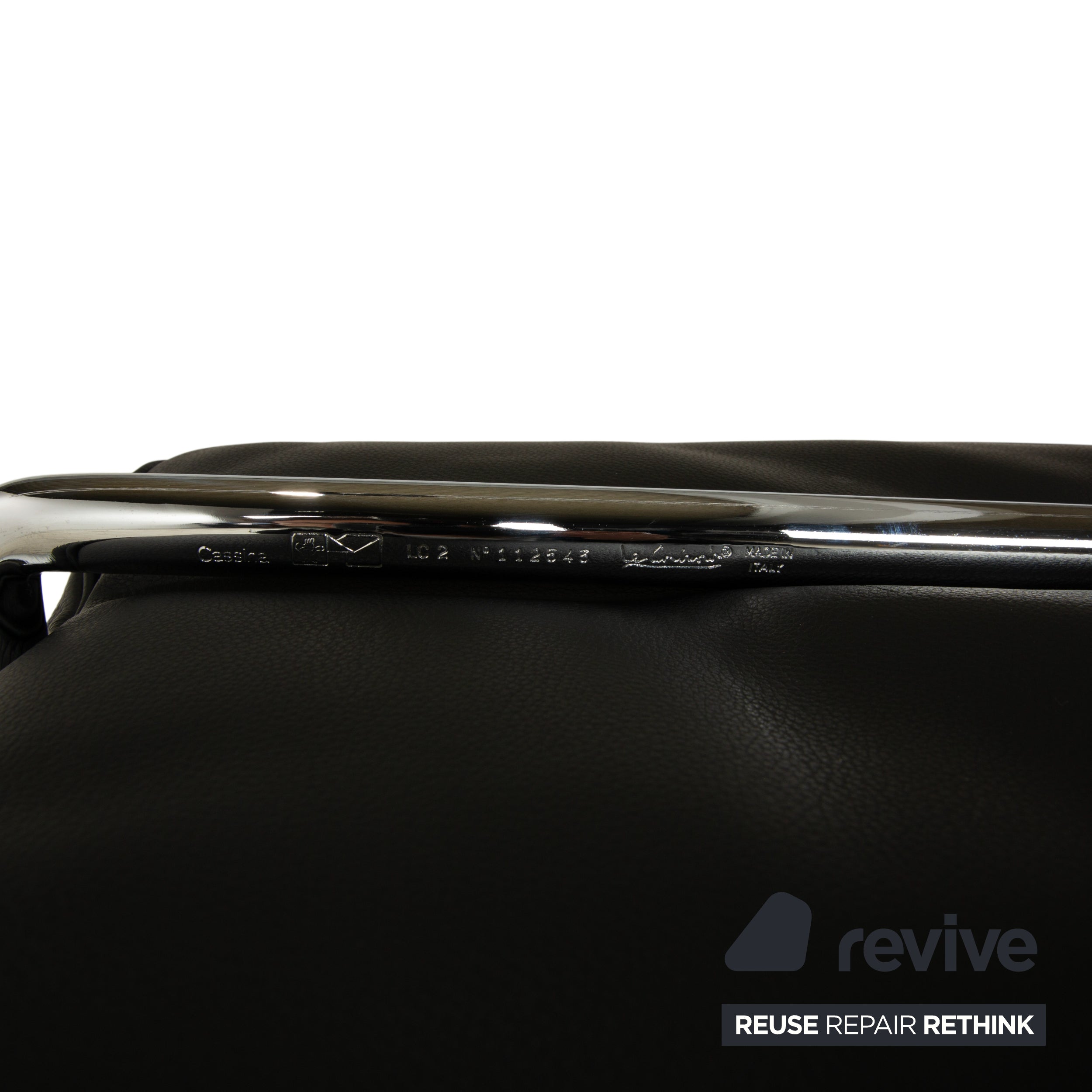 Cassina LC 2 Leather Three-Seater Black Sofa Le Corbusier