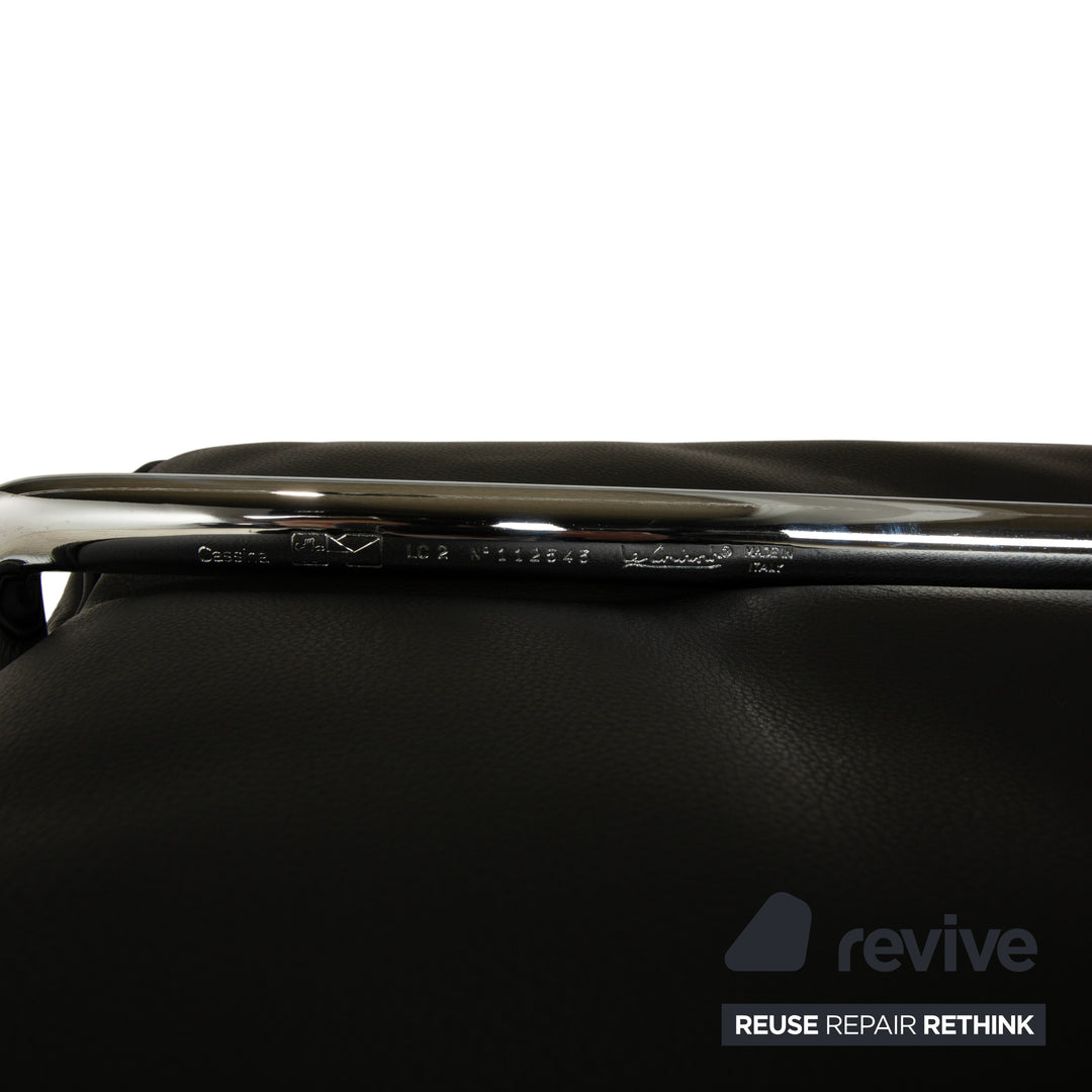 Cassina LC 2 Leder Dreisitzer Schwarz Sofa Le Corbusier