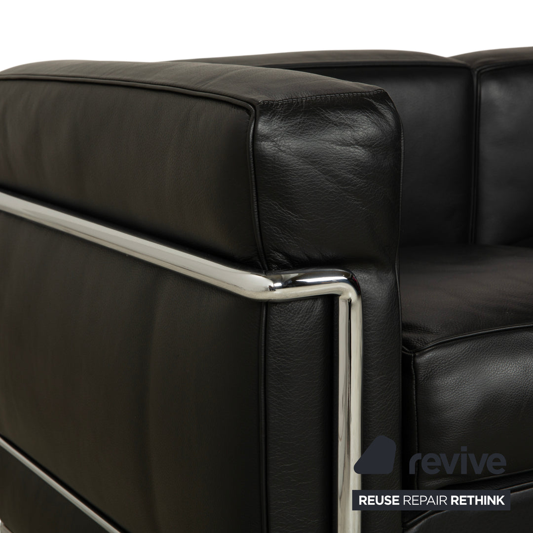 Cassina LC 2 Leder Dreisitzer Schwarz Sofa Le Corbusier