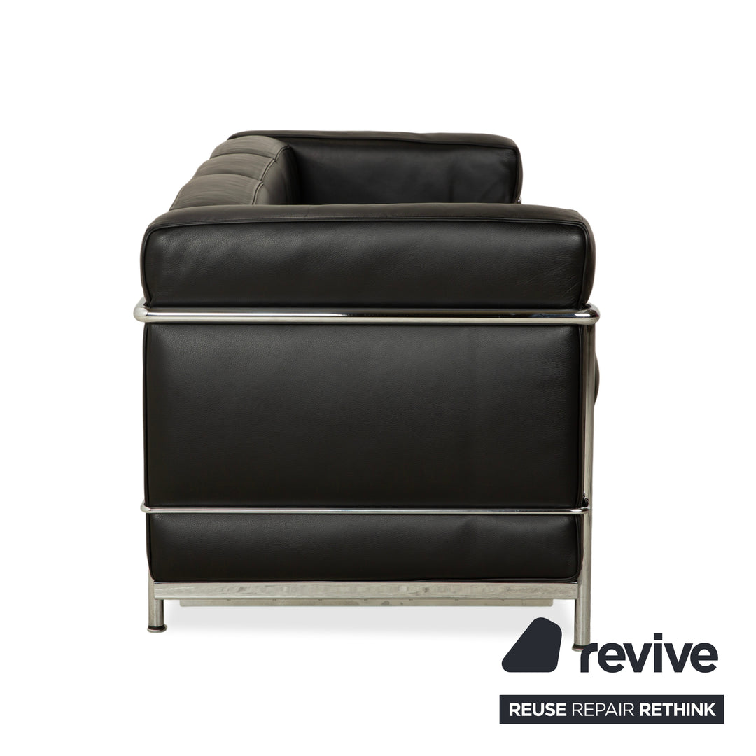 Cassina LC 2 Leder Dreisitzer Schwarz Sofa Le Corbusier