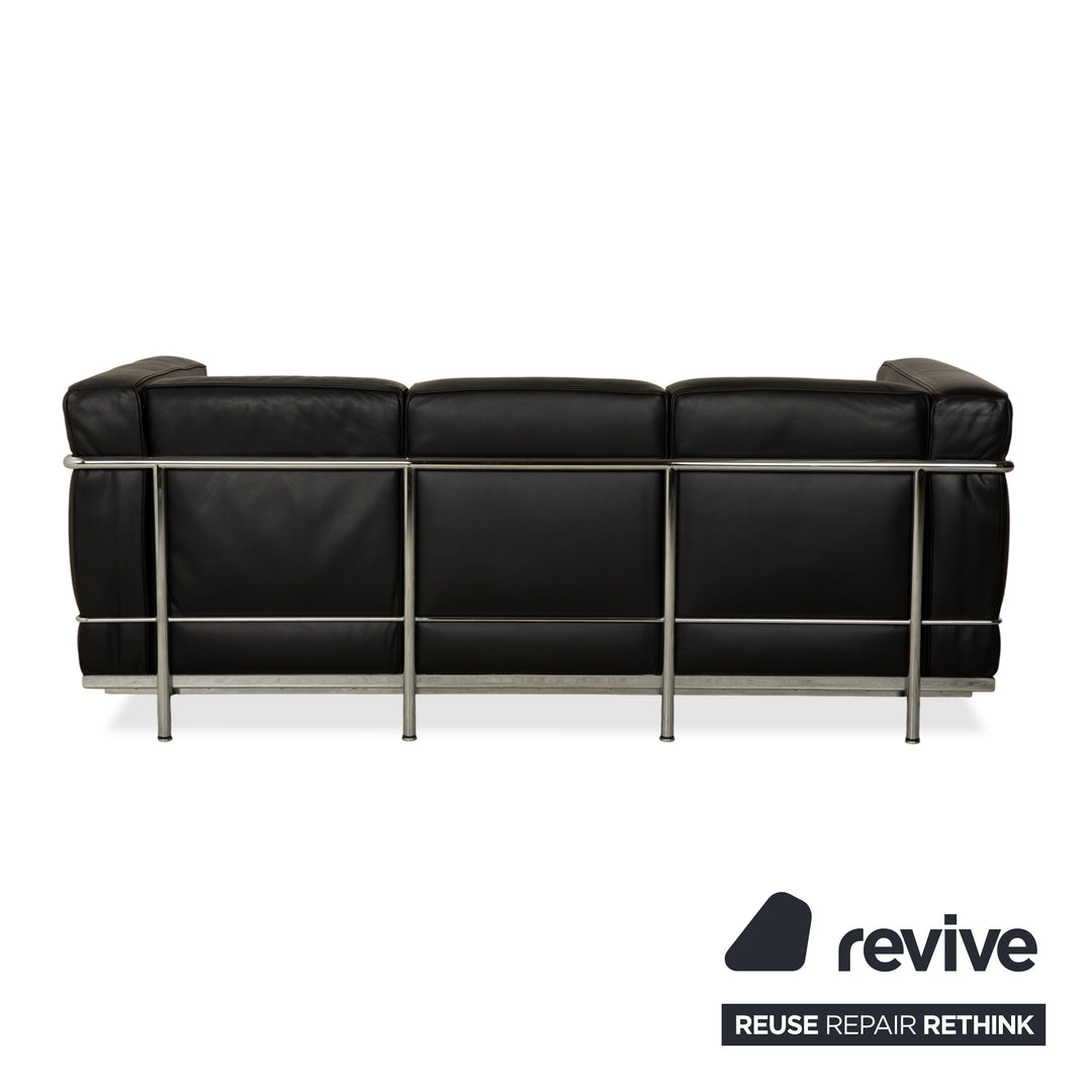 Cassina LC 2 Leder Dreisitzer Schwarz Sofa Le Corbusier