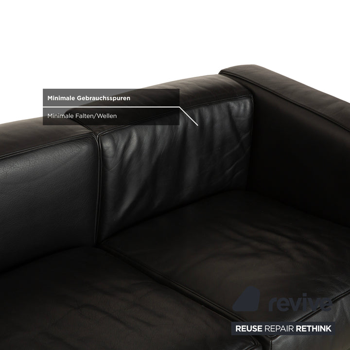 Cassina LC 2 Leder Dreisitzer Schwarz Sofa Le Corbusier
