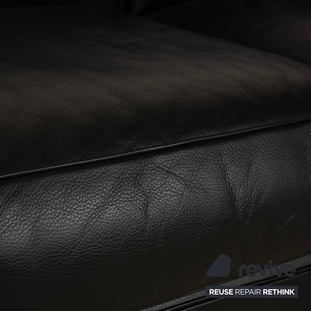 Cassina LC 2 Leder Dreisitzer Schwarz Sofa Le Corbusier