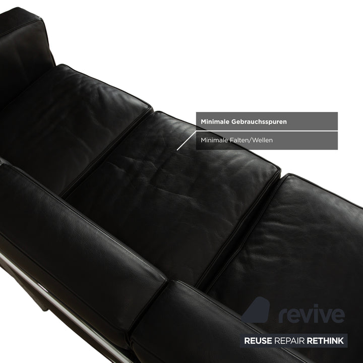 Cassina LC 2 Leder Dreisitzer Schwarz Sofa Le Corbusier