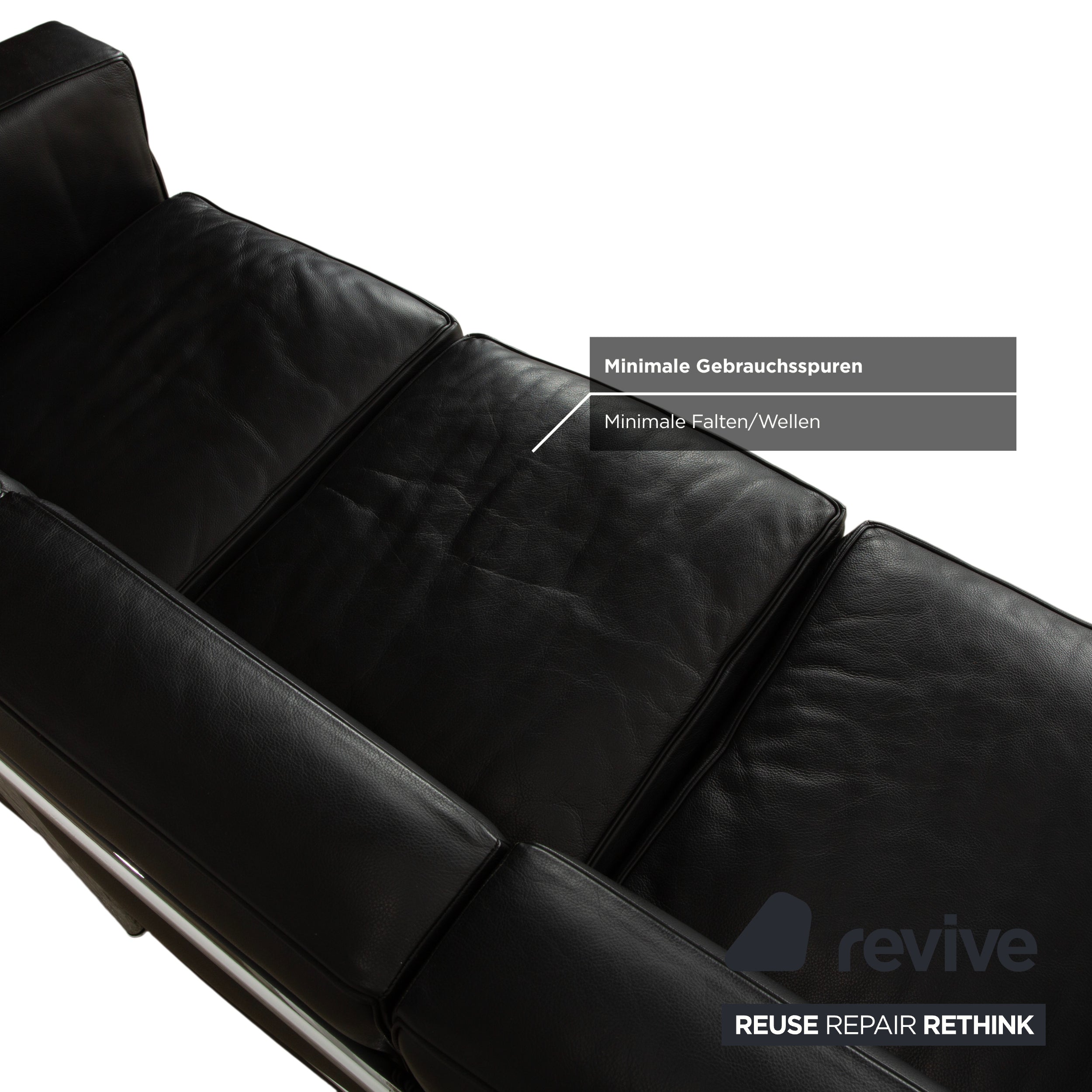 Cassina LC 2 Leder Dreisitzer Zweisitzer Schwarz Sofa Le Corbusier