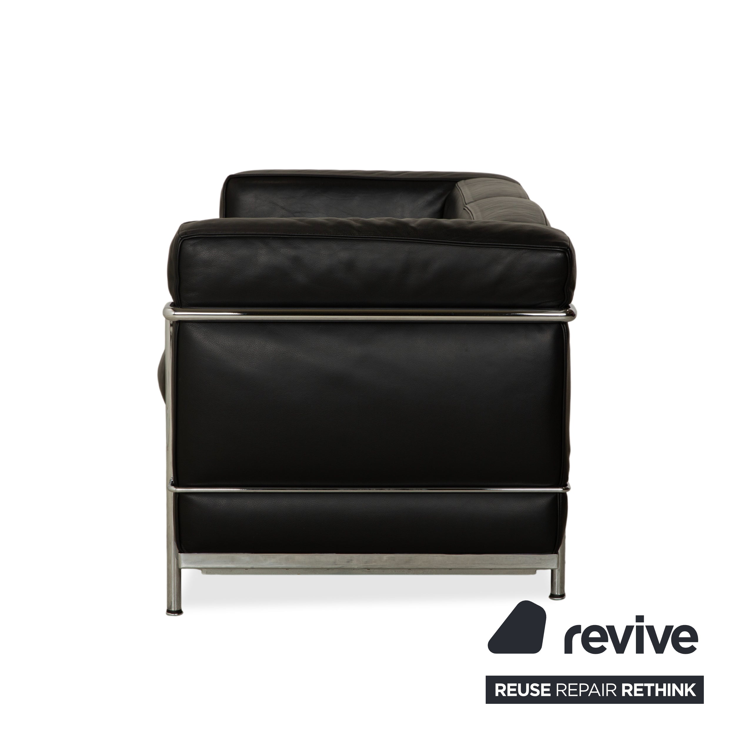 Cassina LC 2 Leder Dreisitzer Zweisitzer Schwarz Sofa Le Corbusier