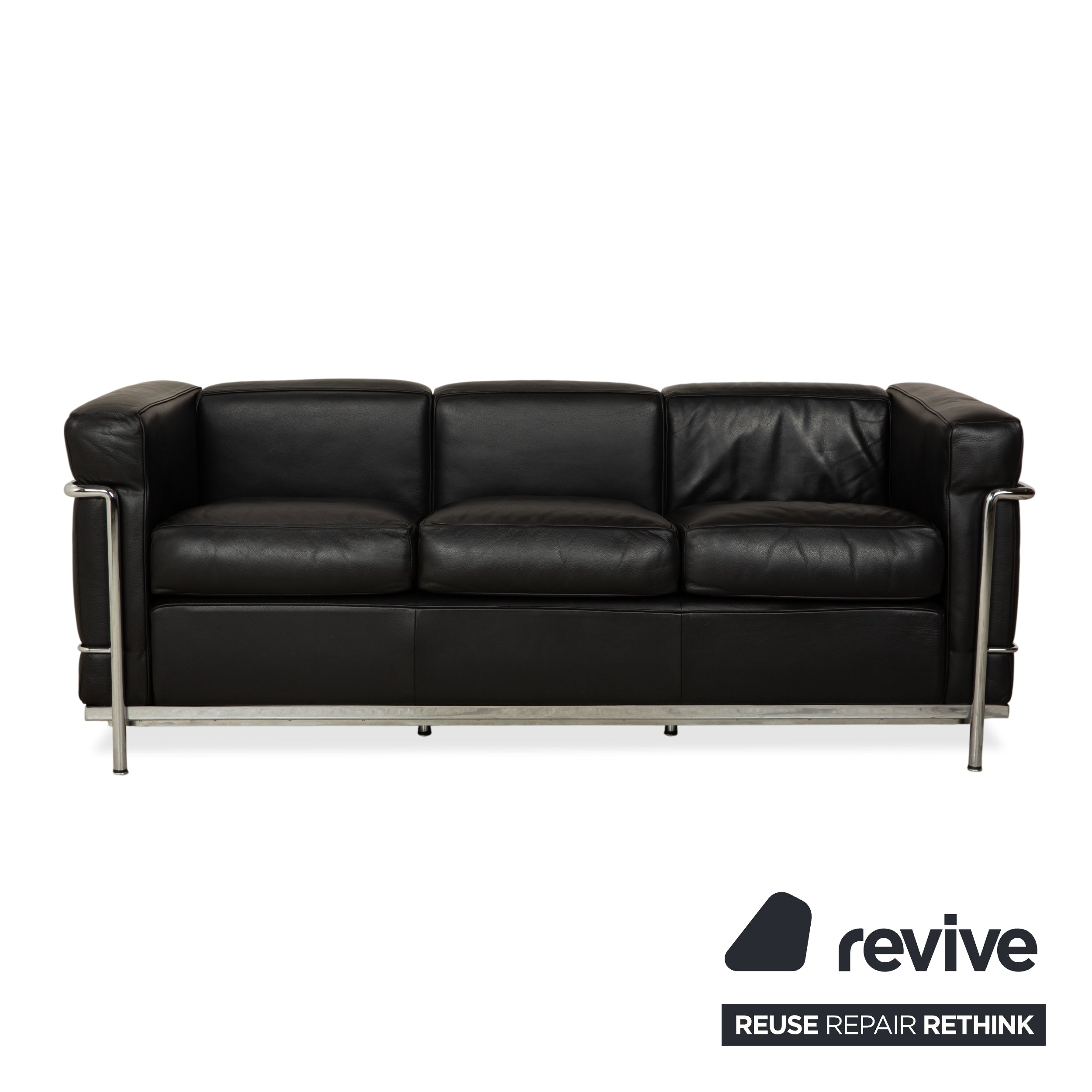 Cassina LC 2 Leder Dreisitzer Zweisitzer Schwarz Sofa Le Corbusier