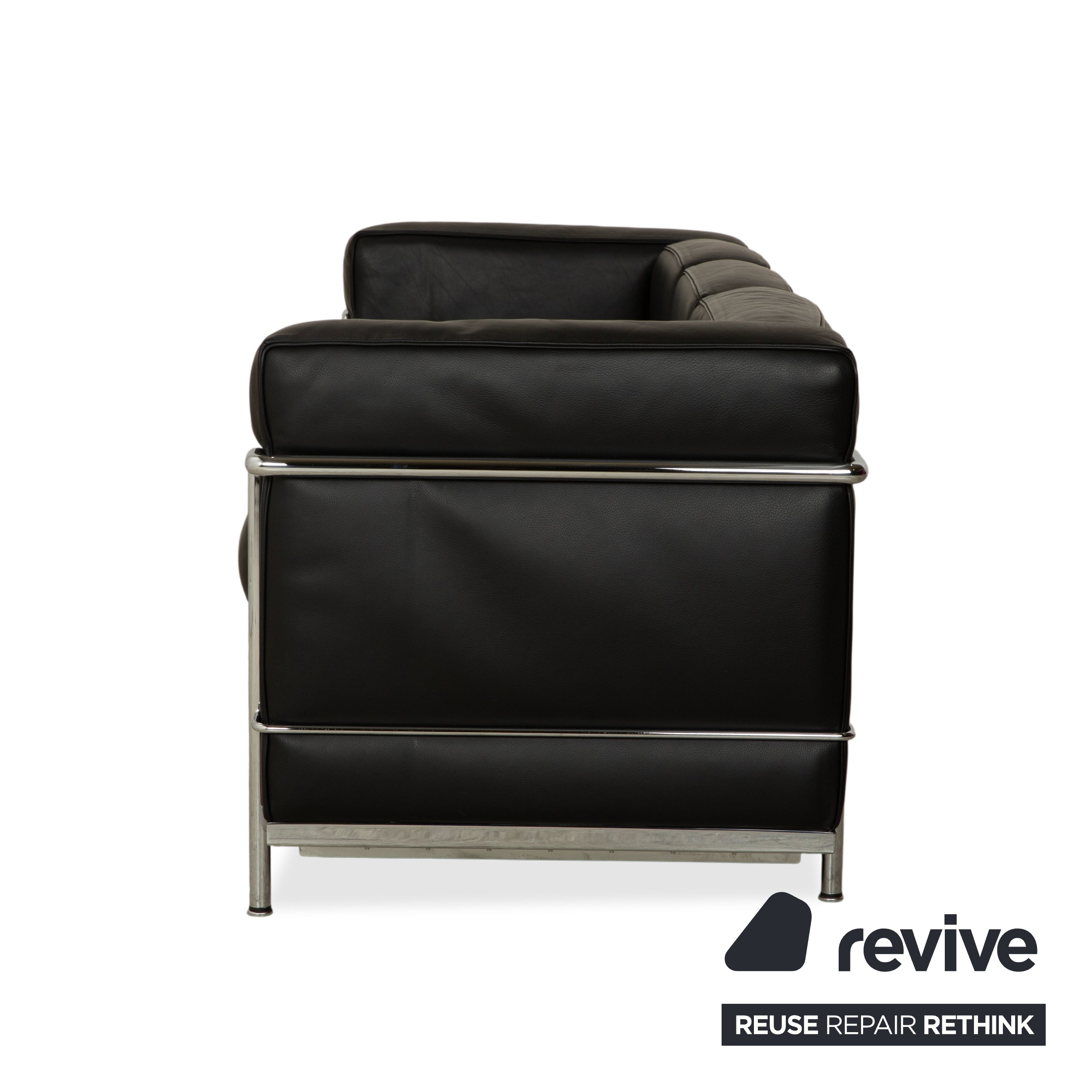 Cassina LC 2 Leder Dreisitzer Zweisitzer Schwarz Sofa Le Corbusier