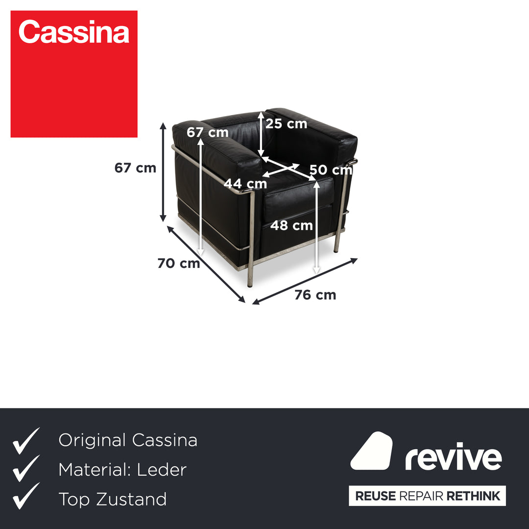 Cassina LC 2 Leder Sessel Schwarz