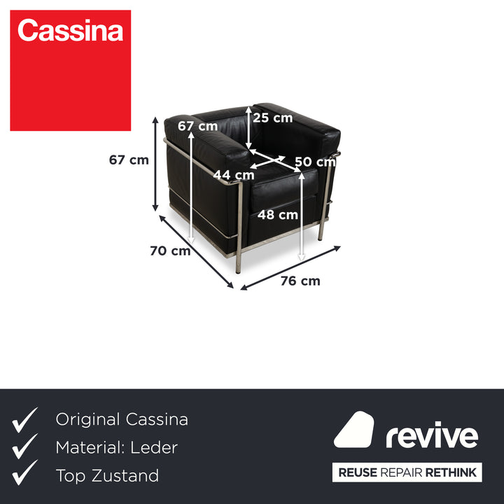 Cassina LC 2 Leder Sessel Schwarz