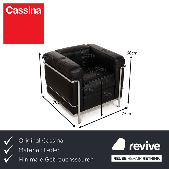 Cassina LC 2 Leder Sessel Schwarz