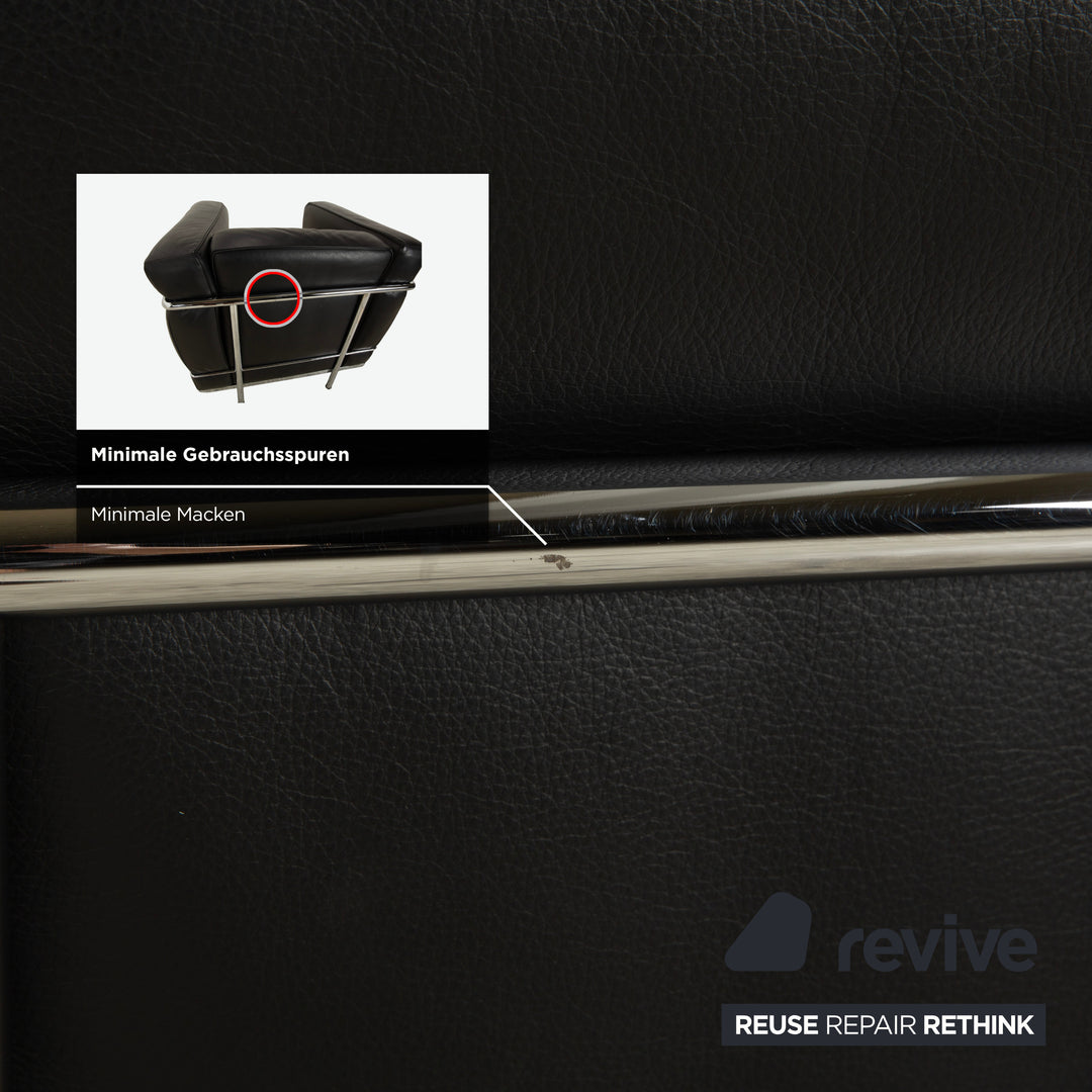 Fauteuil Cassina LC 2 en cuir noir Le Corbusier Chrome