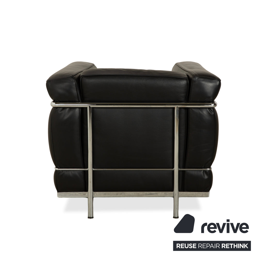 Fauteuil Cassina LC 2 en cuir noir Le Corbusier Chrome