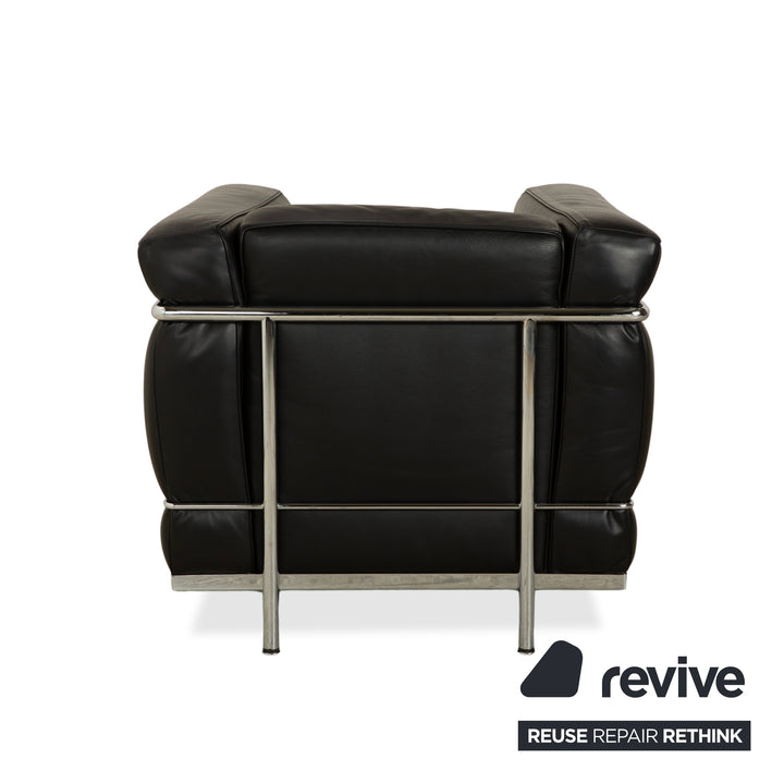 Fauteuil Cassina LC 2 en cuir noir Le Corbusier Chrome