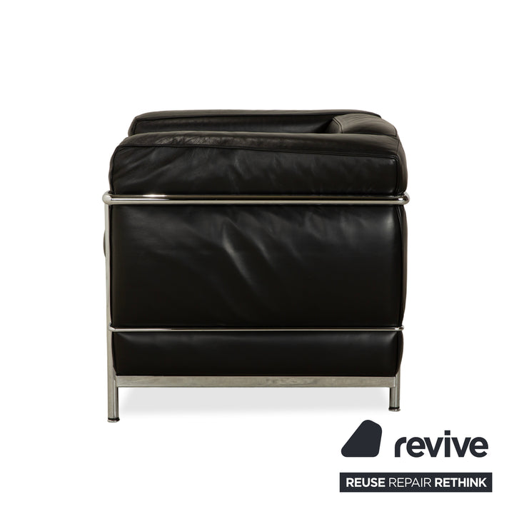 Fauteuil Cassina LC 2 en cuir noir Le Corbusier Chrome
