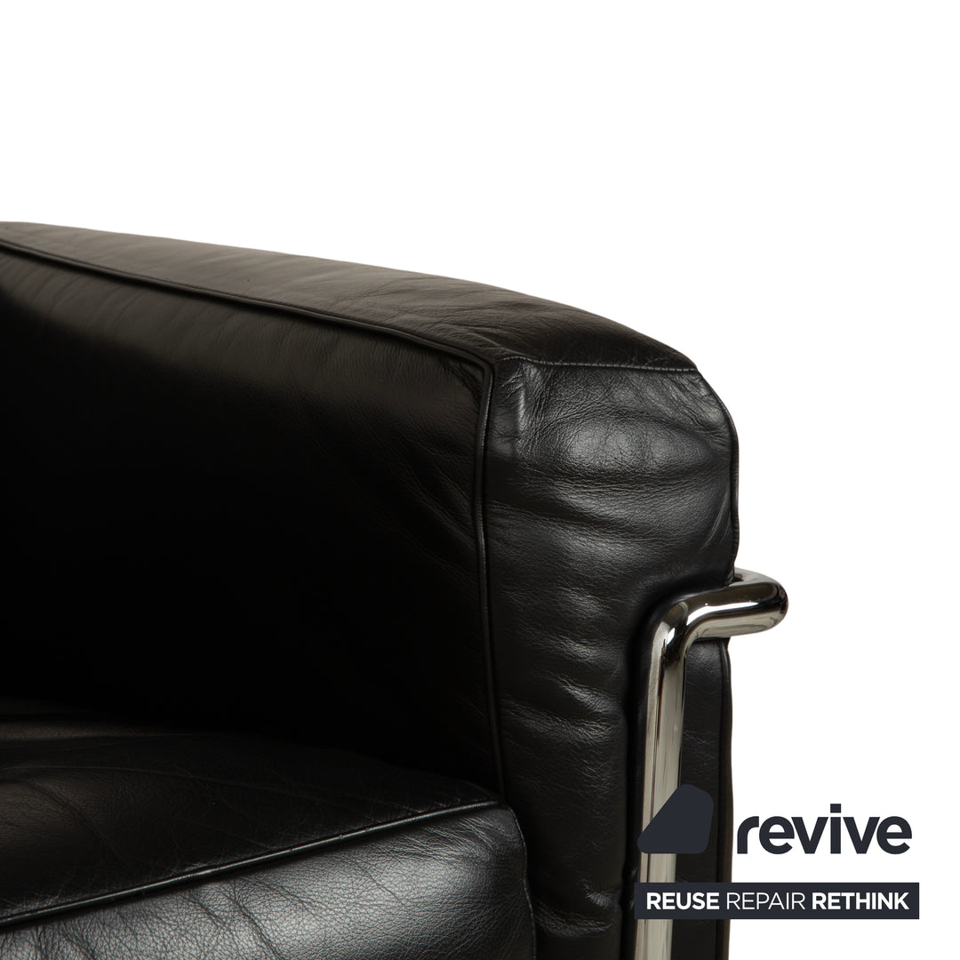 Fauteuil Cassina LC 2 en cuir noir Le Corbusier Chrome