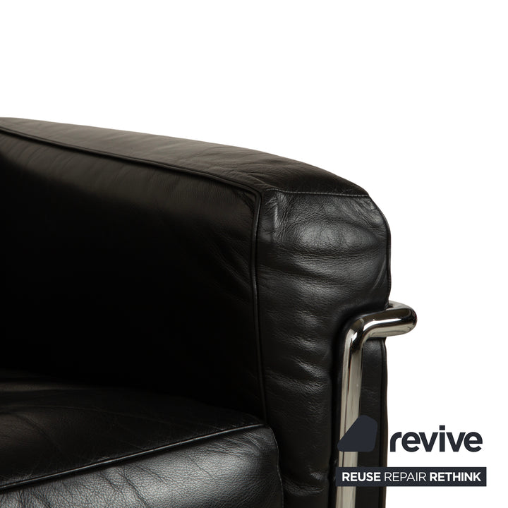 Fauteuil Cassina LC 2 en cuir noir Le Corbusier Chrome
