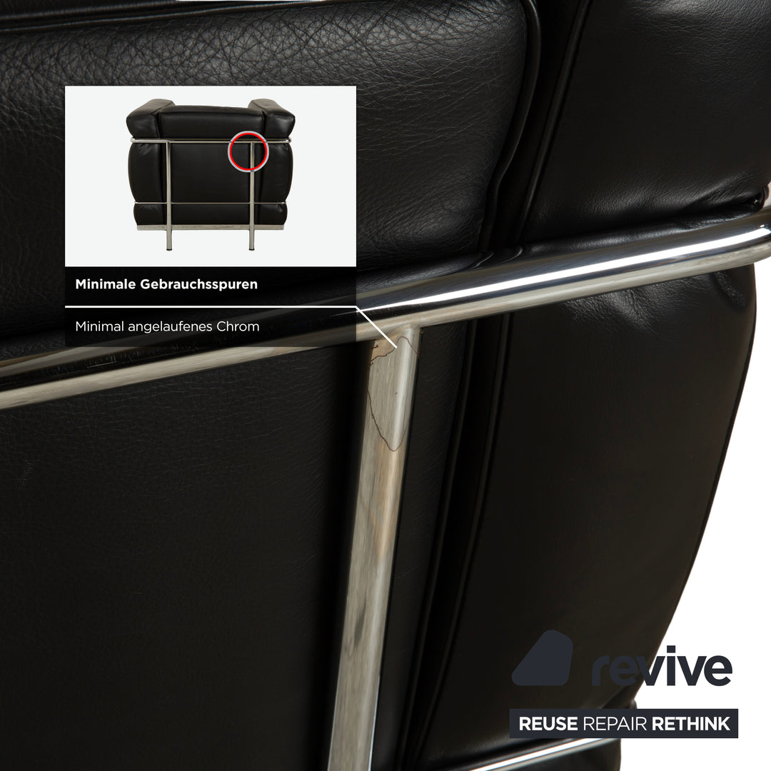 Fauteuil Cassina LC 2 en cuir noir Le Corbusier Chrome