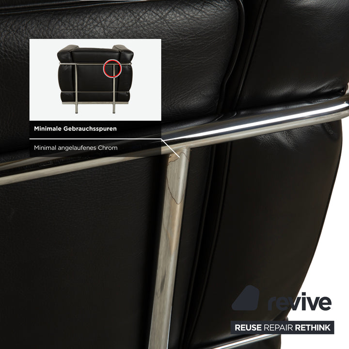 Fauteuil Cassina LC 2 en cuir noir Le Corbusier Chrome