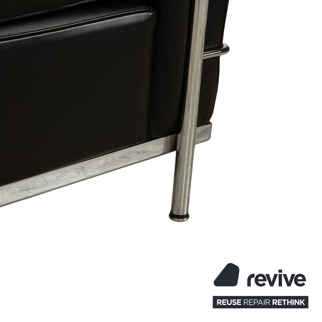 Fauteuil Cassina LC 2 en cuir noir Le Corbusier Chrome