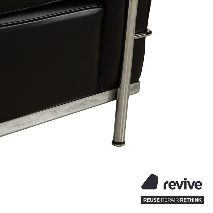 Fauteuil Cassina LC 2 en cuir noir Le Corbusier Chrome