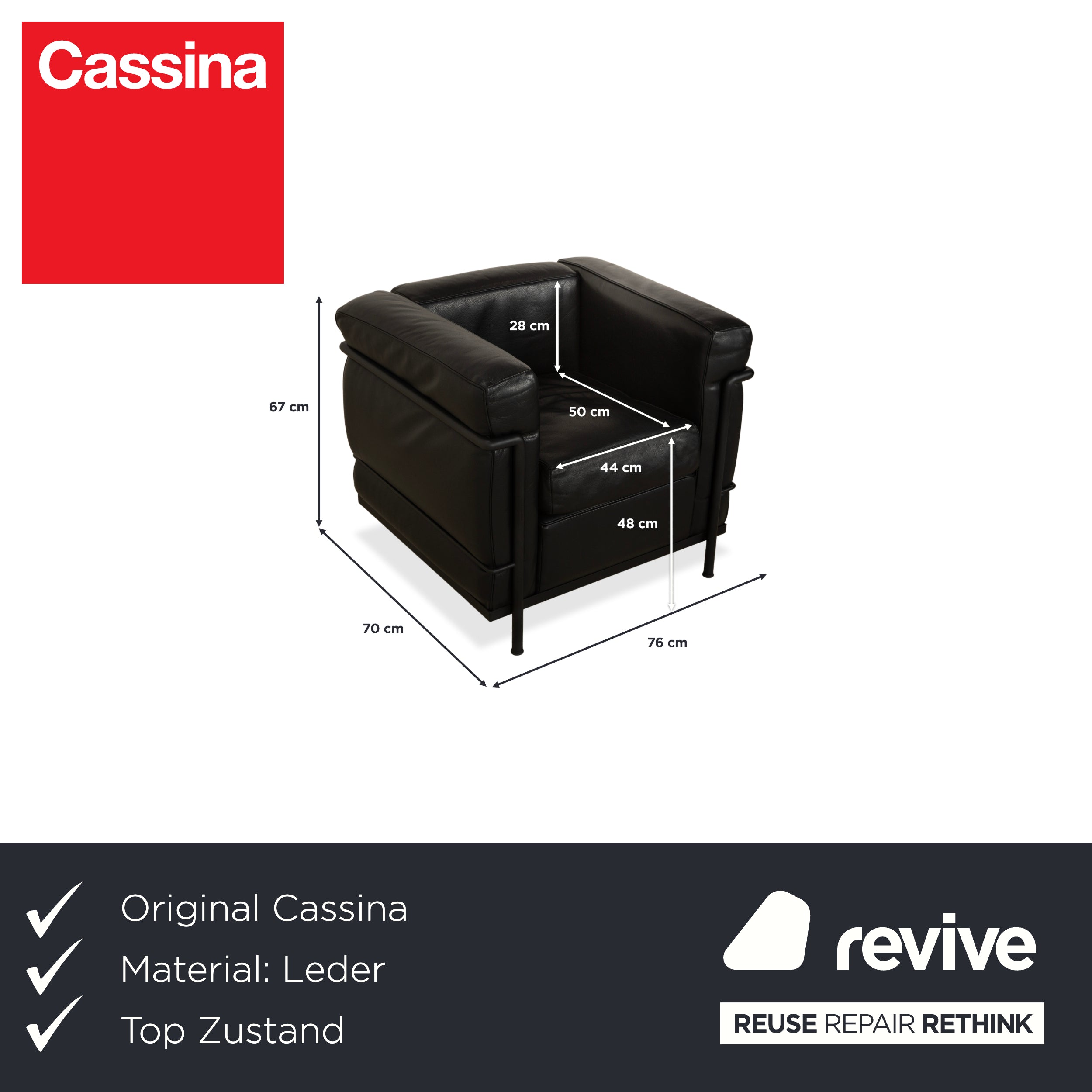 Cassina LC 2 Leather Armchair Black