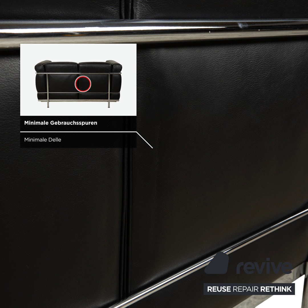 Cassina LC 2 Leder Sofa Schwarz Zweisitzer Le Corbusier Chrom