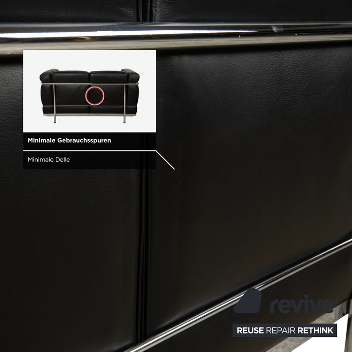 Cassina LC 2 Leder Sofa Schwarz Zweisitzer Le Corbusier Chrom