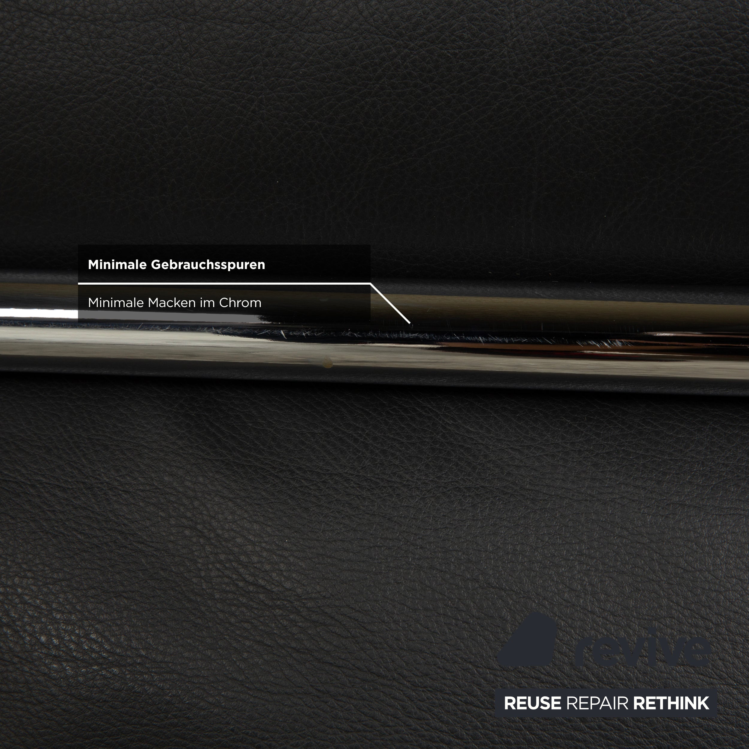 Cassina LC 2 Leather Sofa Black Two-Seater Le Corbusier Chrome