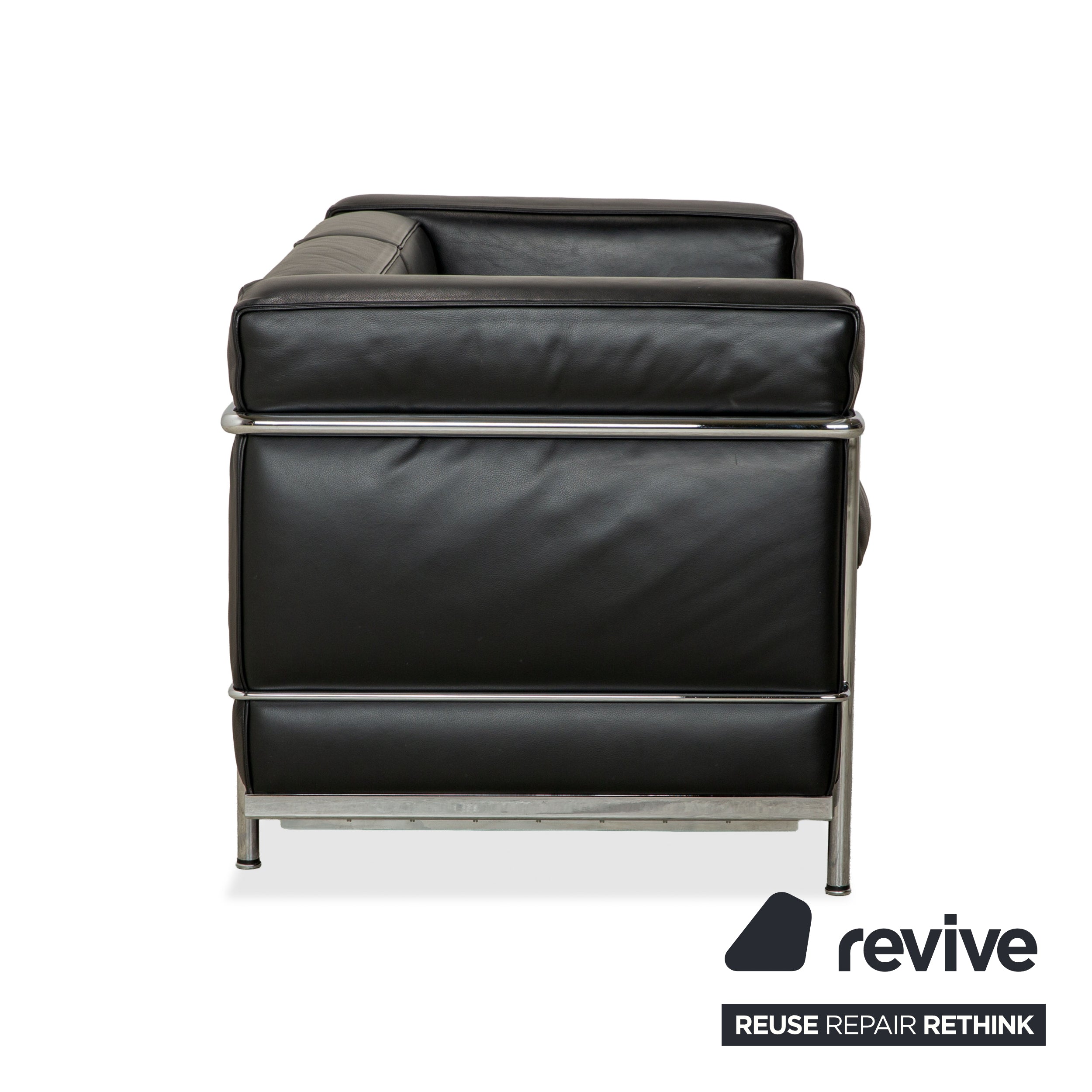 Cassina LC 2 Leder Sofa Schwarz Zweisitzer Le Corbusier Chrom