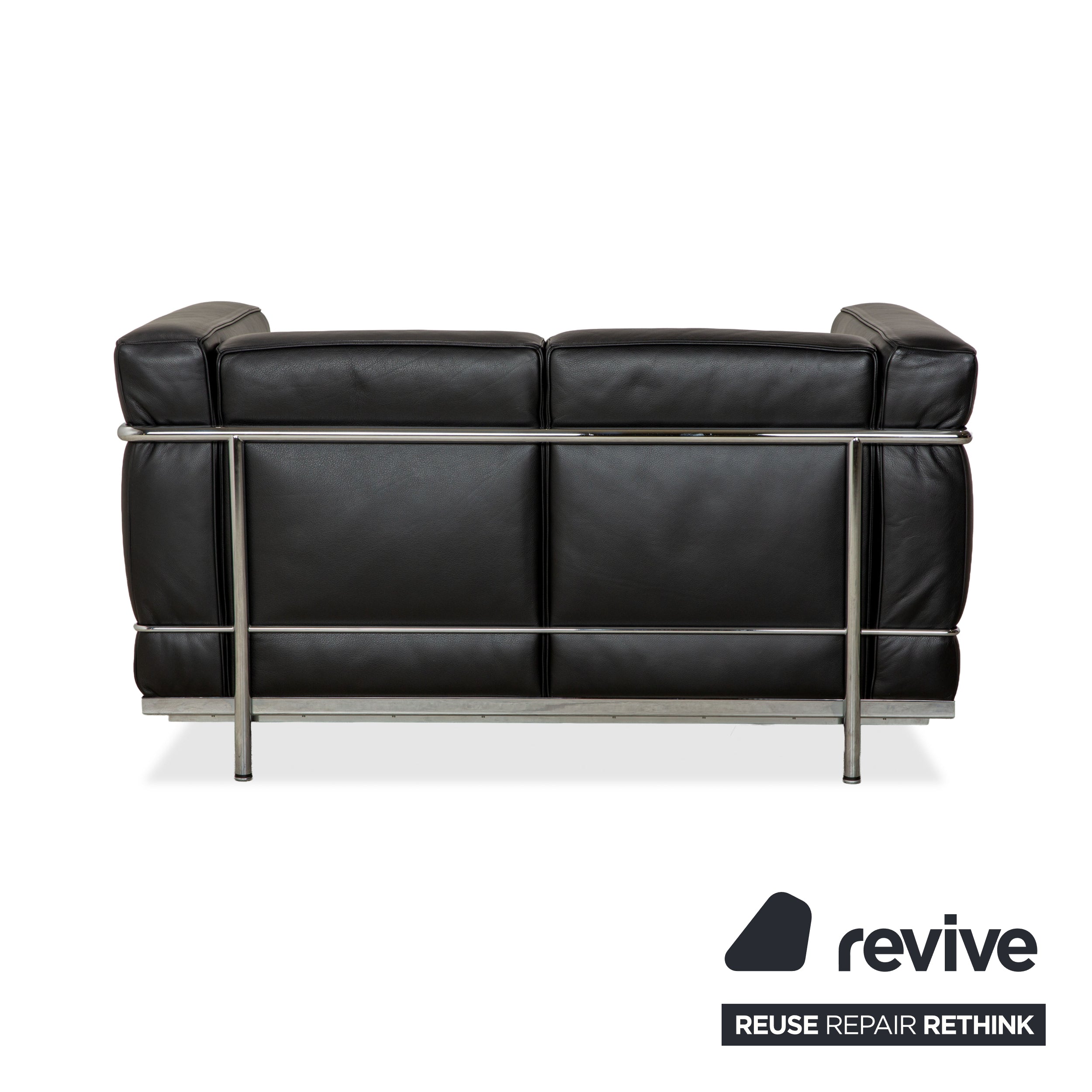 Cassina LC 2 Leder Sofa Schwarz Zweisitzer Le Corbusier Chrom