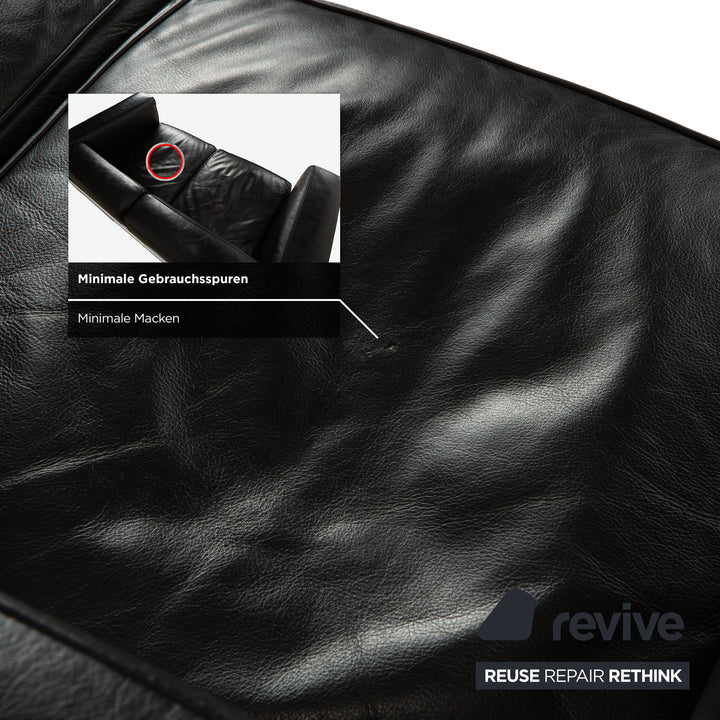 Canapé deux places en cuir noir Cassina LC 2, style Le Corbusier chromé