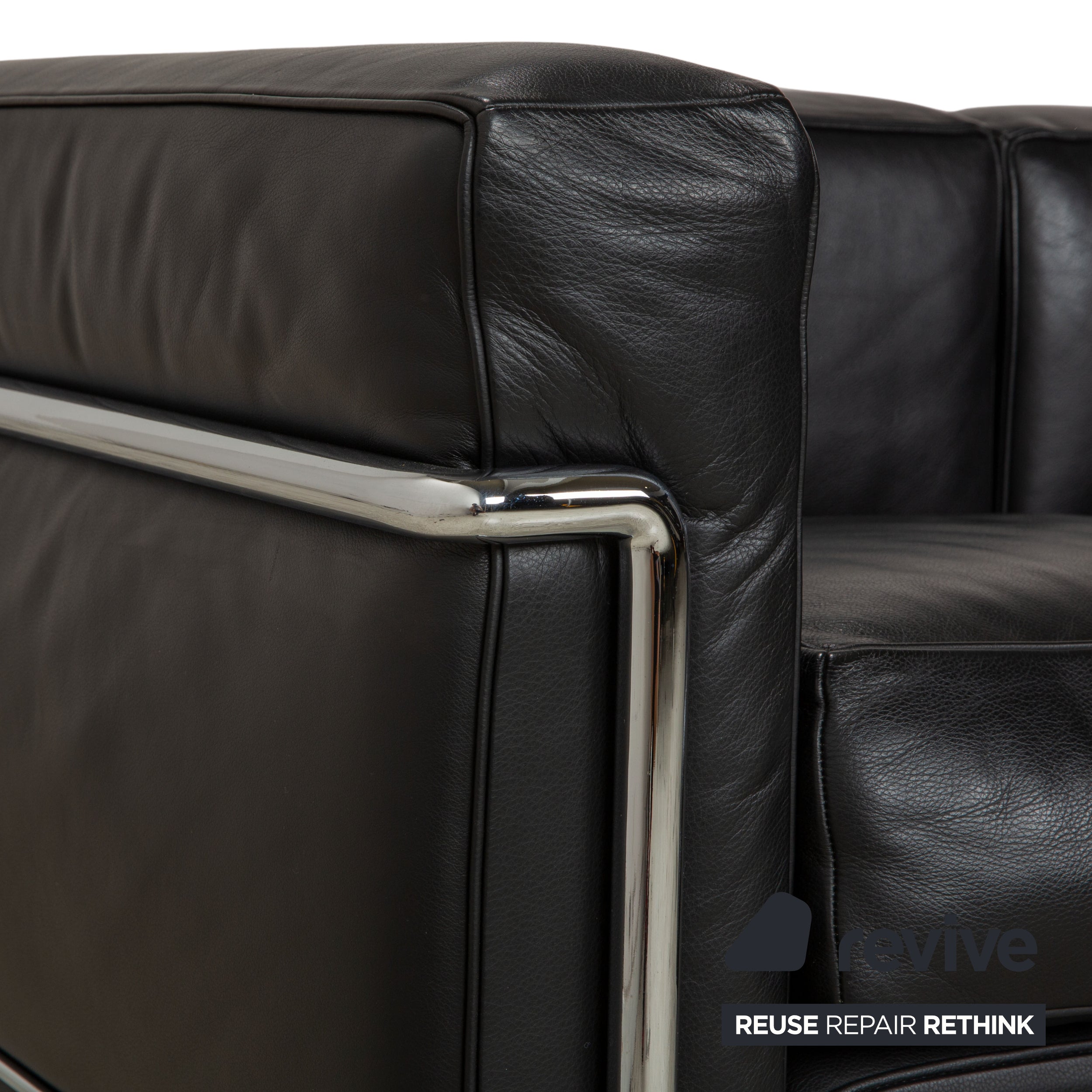 Cassina LC 2 Leder Sofa Schwarz Zweisitzer Le Corbusier Chrom