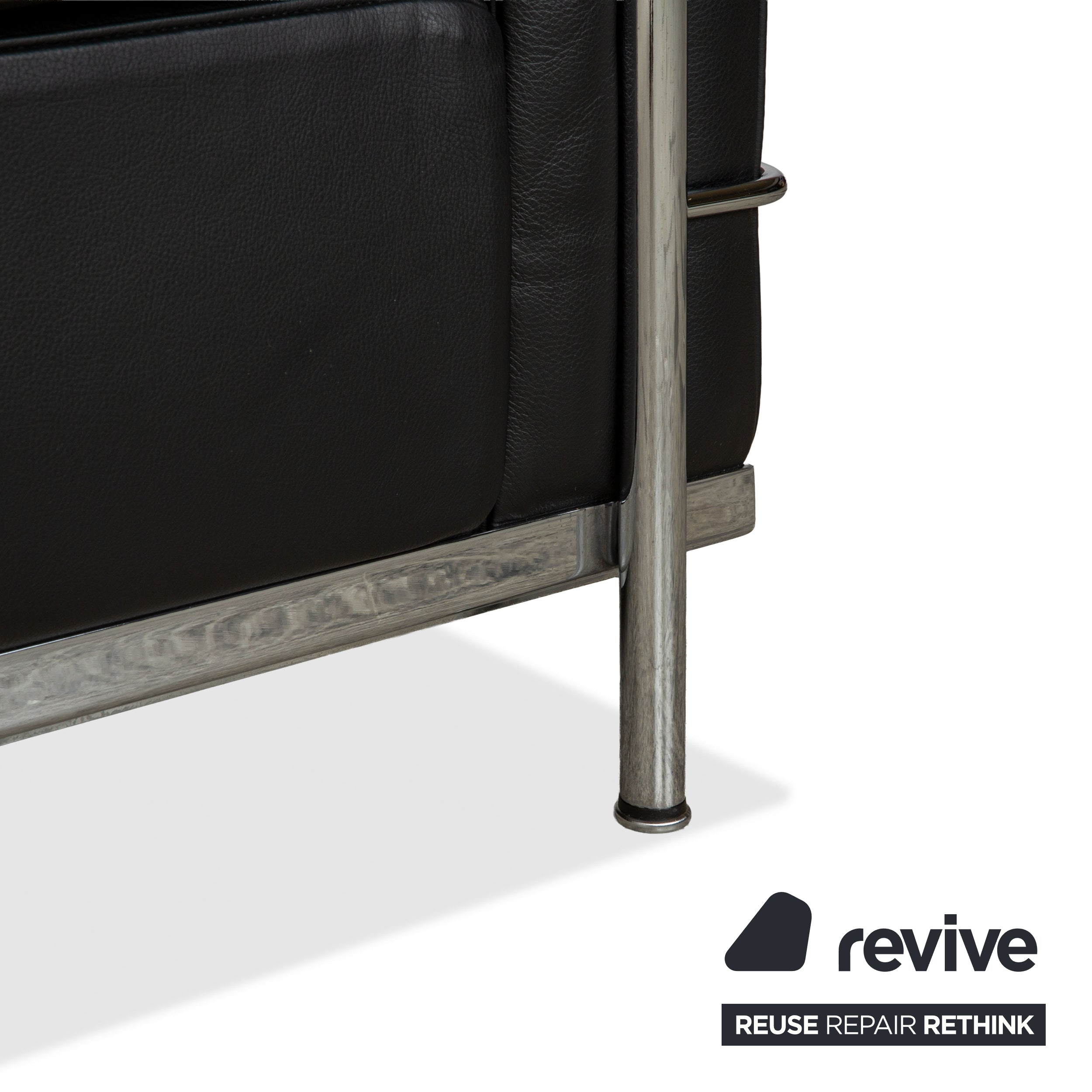 Cassina LC 2 Leder Sofa Schwarz Zweisitzer Le Corbusier Chrom