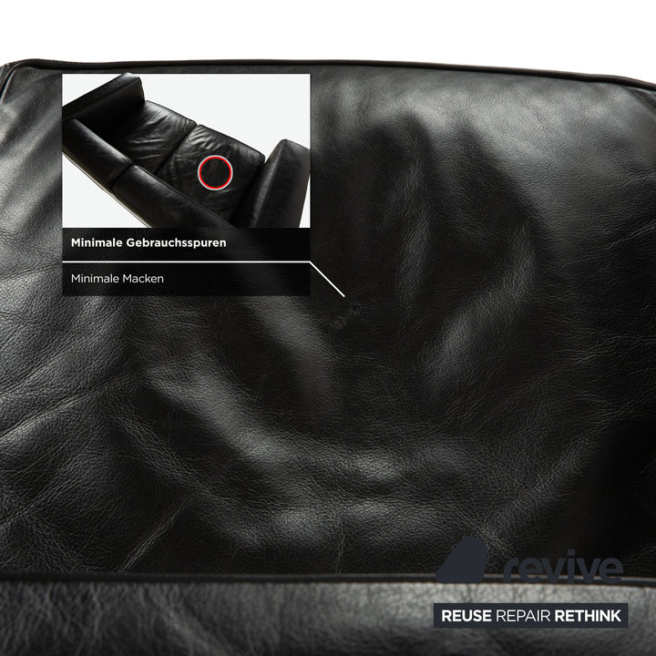 Cassina LC 2 Leather Sofa Black Two-Seater Le Corbusier Chrome