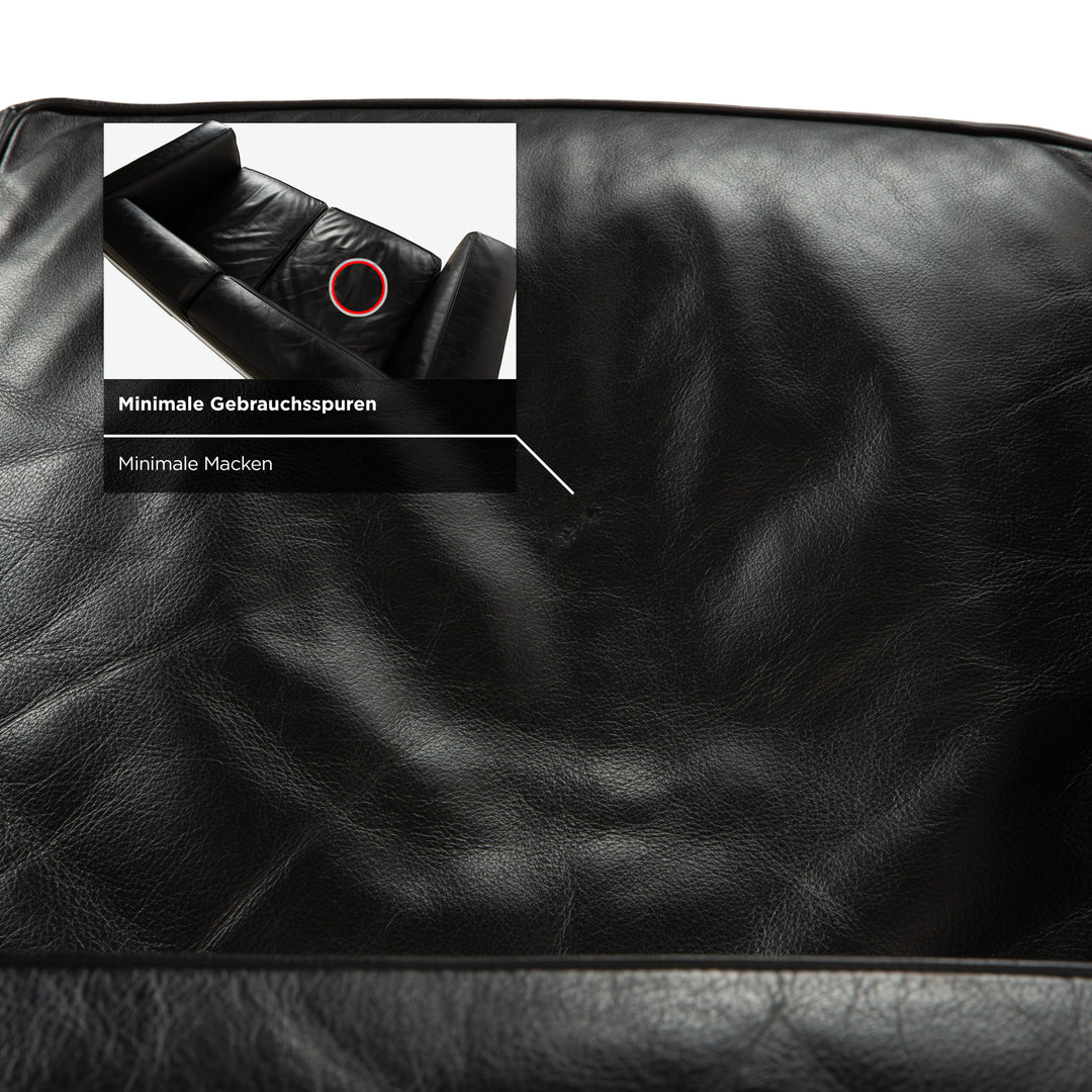 Canapé en cuir noir Cassina LC 2, fauteuil deux places Le Corbusier chromé