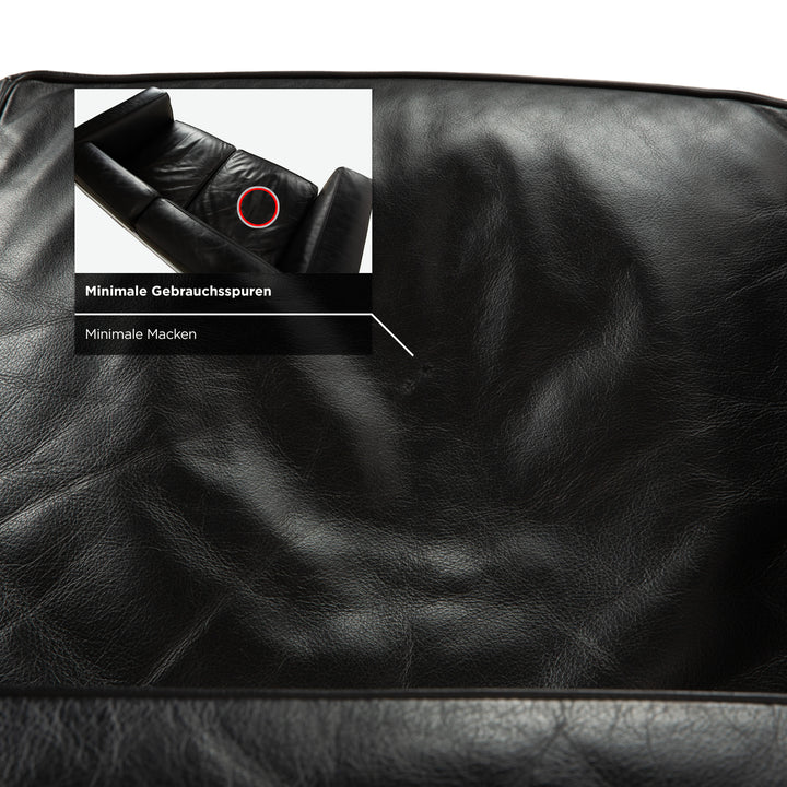 Canapé en cuir noir Cassina LC 2, fauteuil deux places Le Corbusier chromé