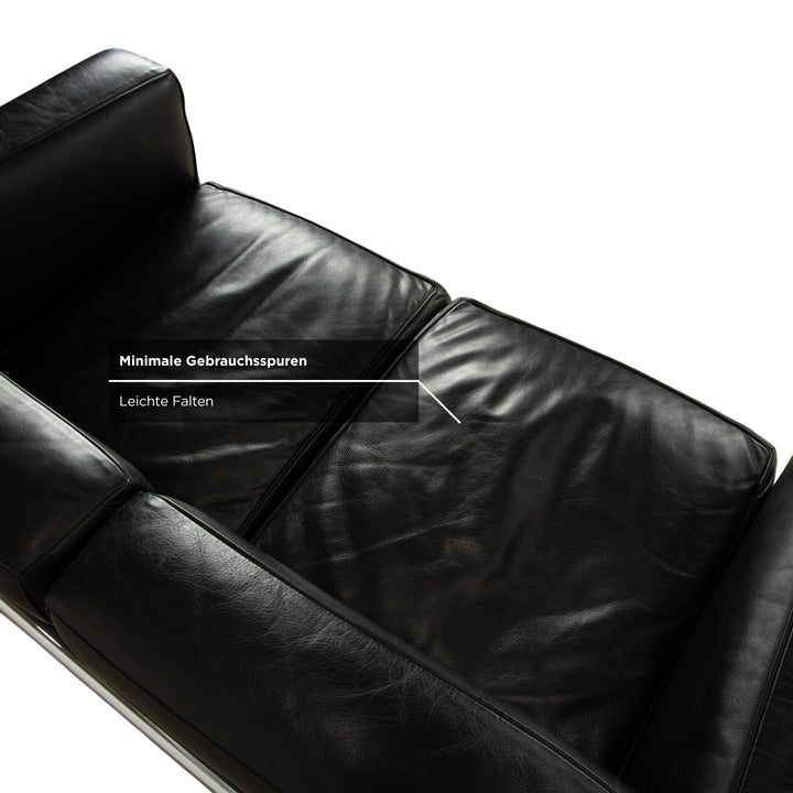 Cassina LC 2 Leder Sofa Schwarz Zweisitzer Sessel Le Corbusier Chrom
