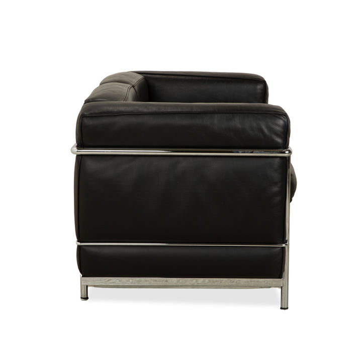 Cassina LC 2 Leder Sofa Schwarz Zweisitzer Sessel Le Corbusier Chrom