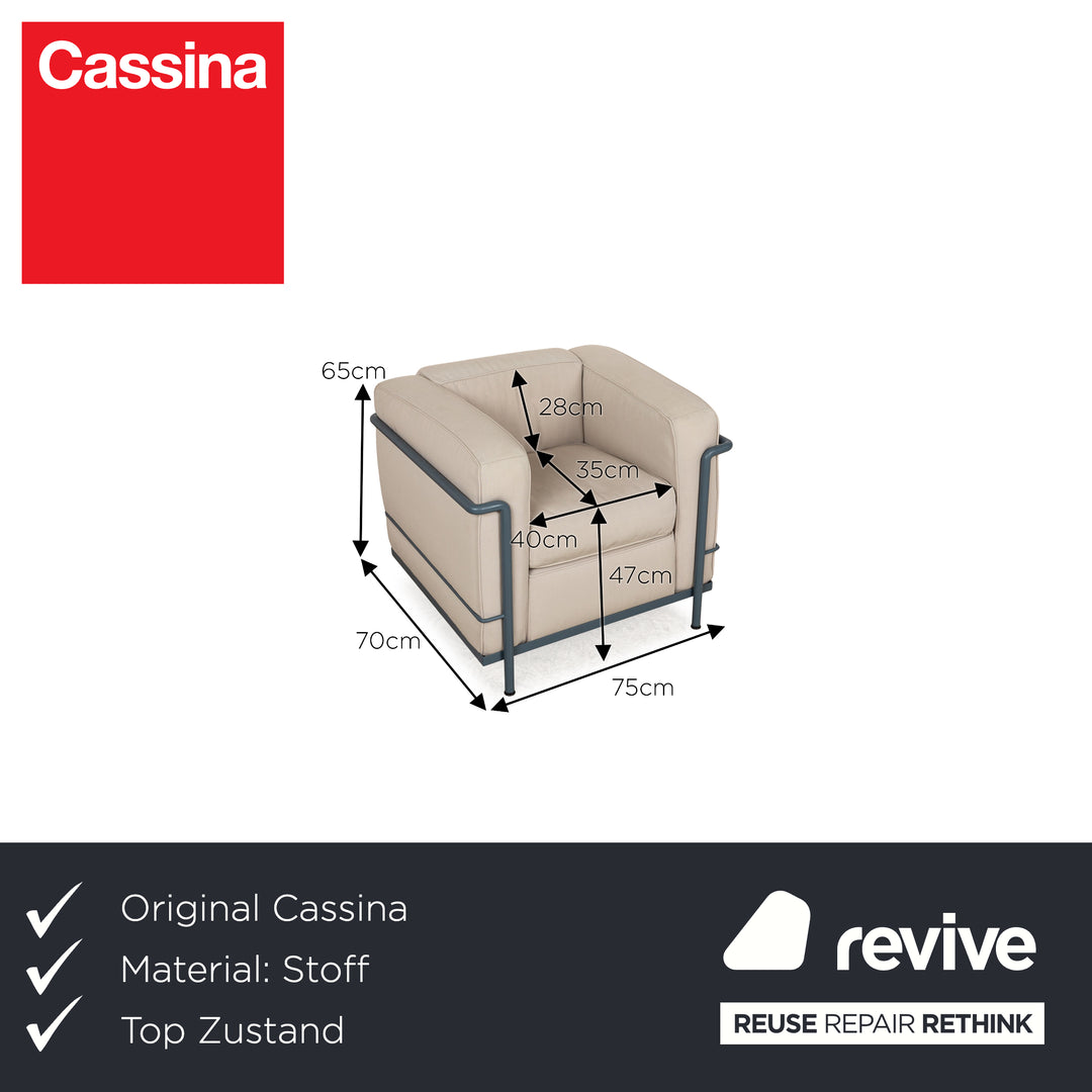 Cassina LC 2 Stoff Sessel Creme Bauhaus