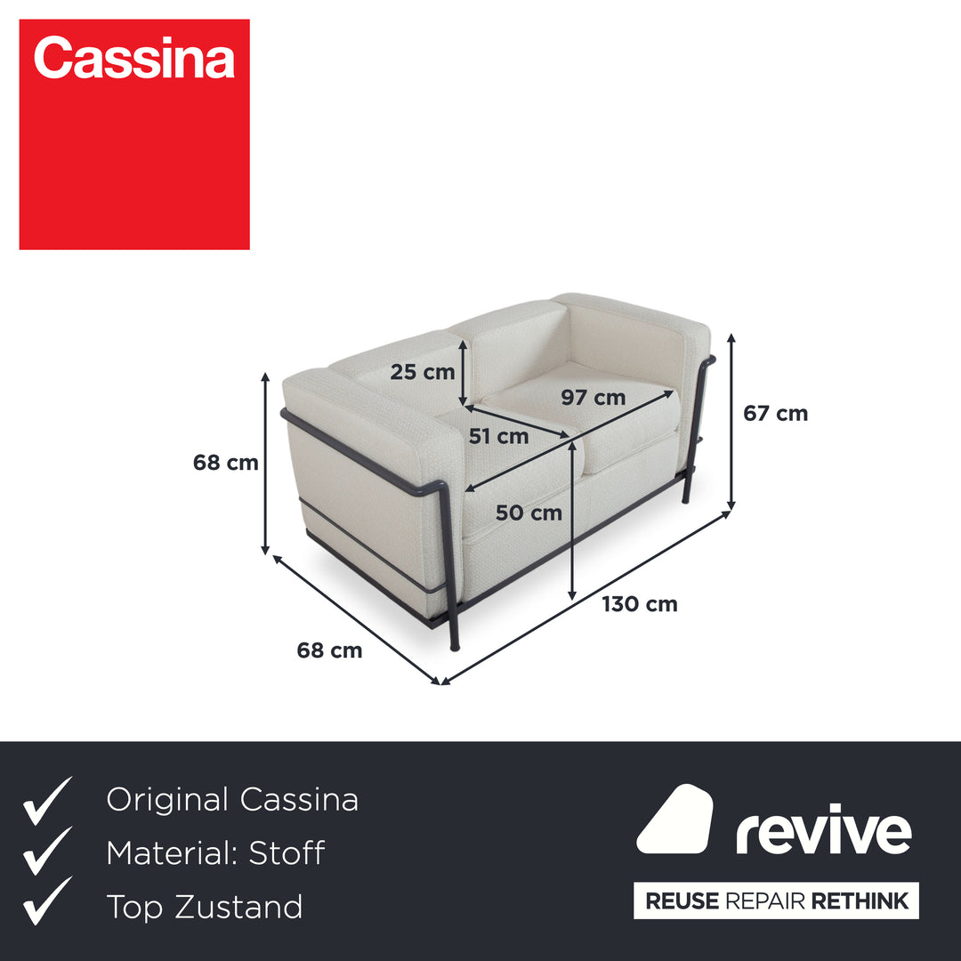 Cassina LC 2 stof to-personers sofa creme hvid beige Bauhaus