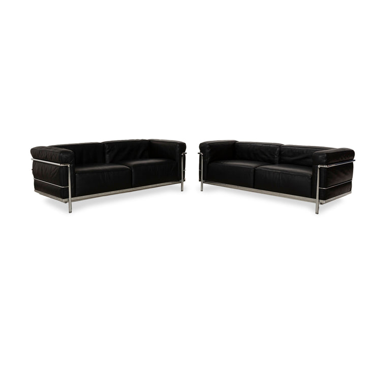 Cassina LC 3 Le Corbusier Leder Zweisitzer Schwarz Bauhaus 2x Couch