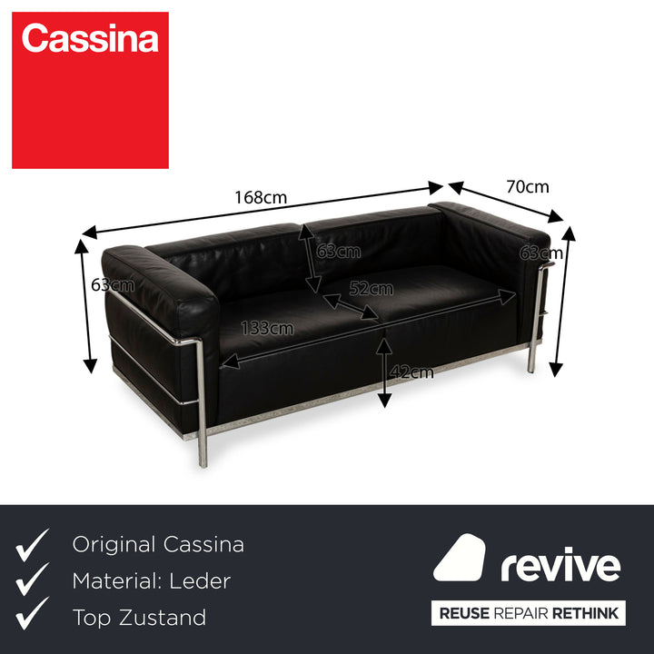 Cassina LC 3 Le Corbusier Leder Zweisitzer Schwarz Bauhaus 2x Couch