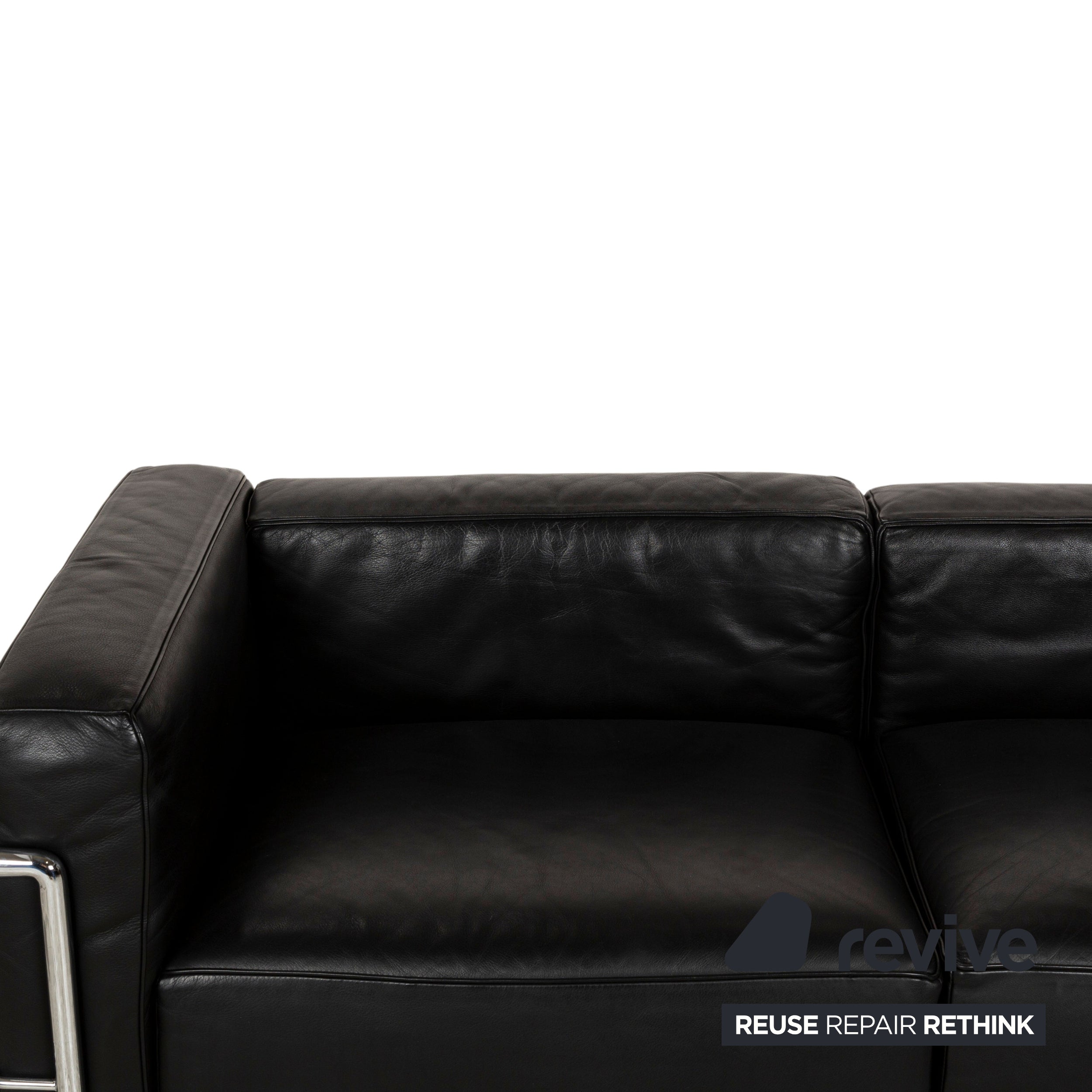 Cassina LC 3 Le Corbusier Leather Two-Seater Black Bauhaus