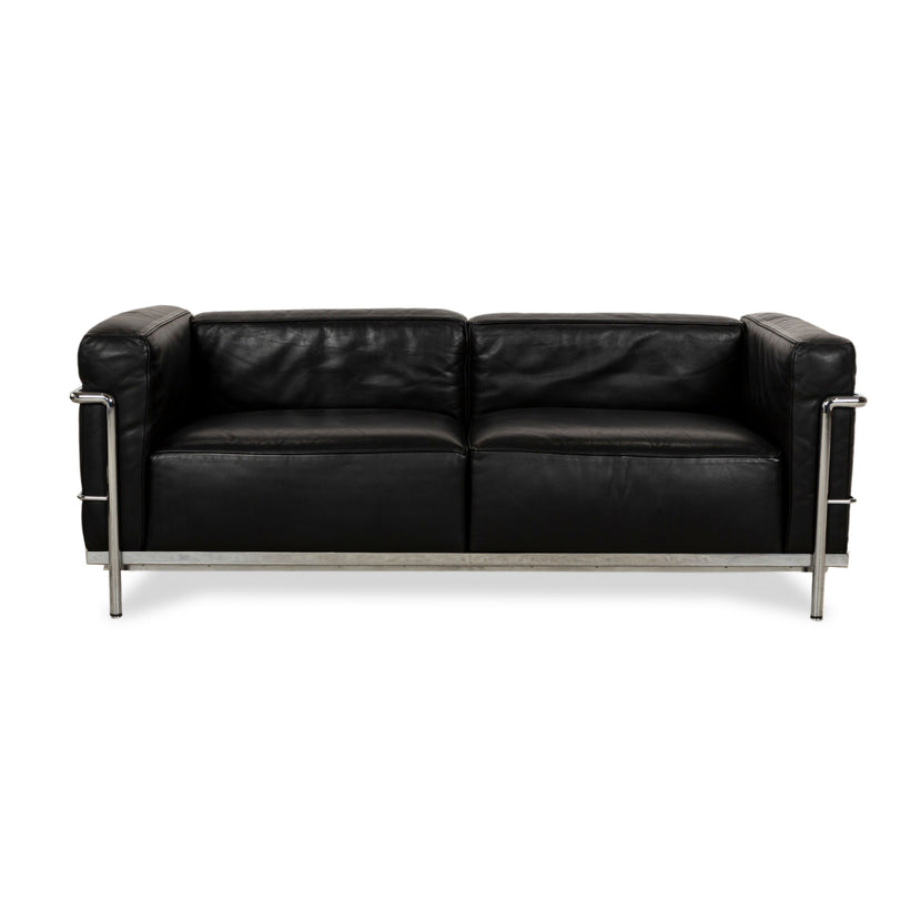 Cassina LC 3 Le Corbusier Leather Two-Seater Black Bauhaus