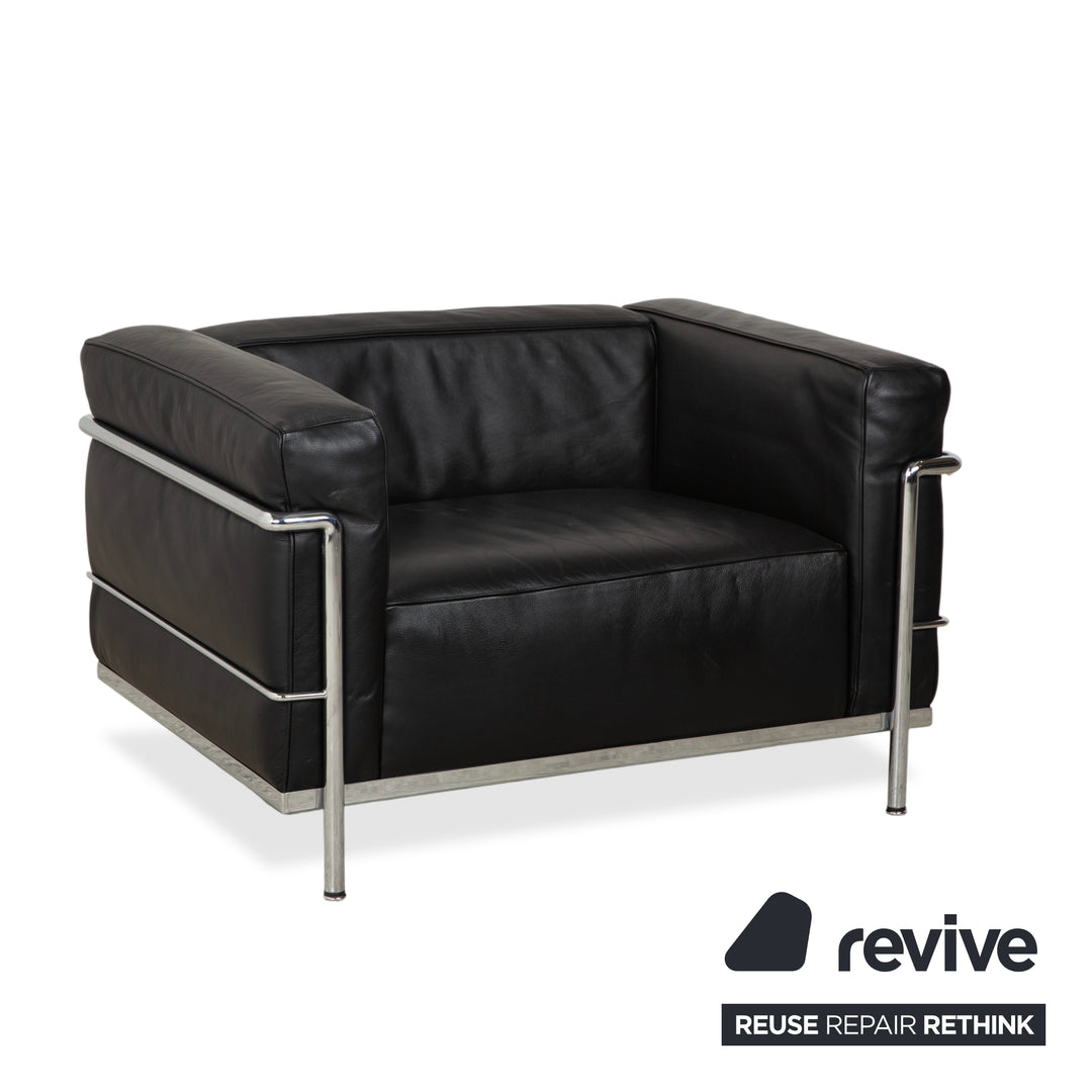 Fauteuil Cassina LC 3 en cuir noir (2 places)