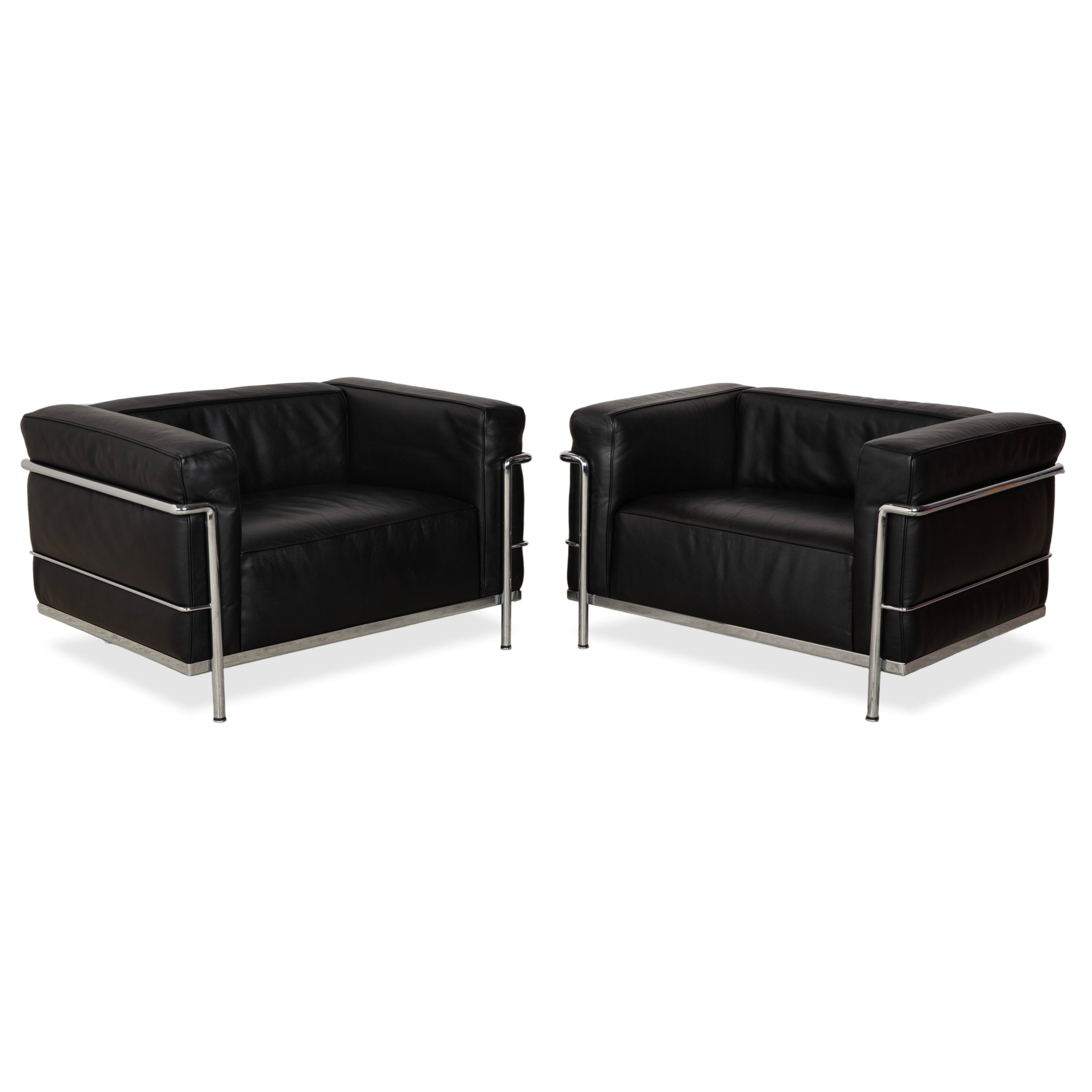 Cassina LC 3 Leder 2x Sessel Schwarz