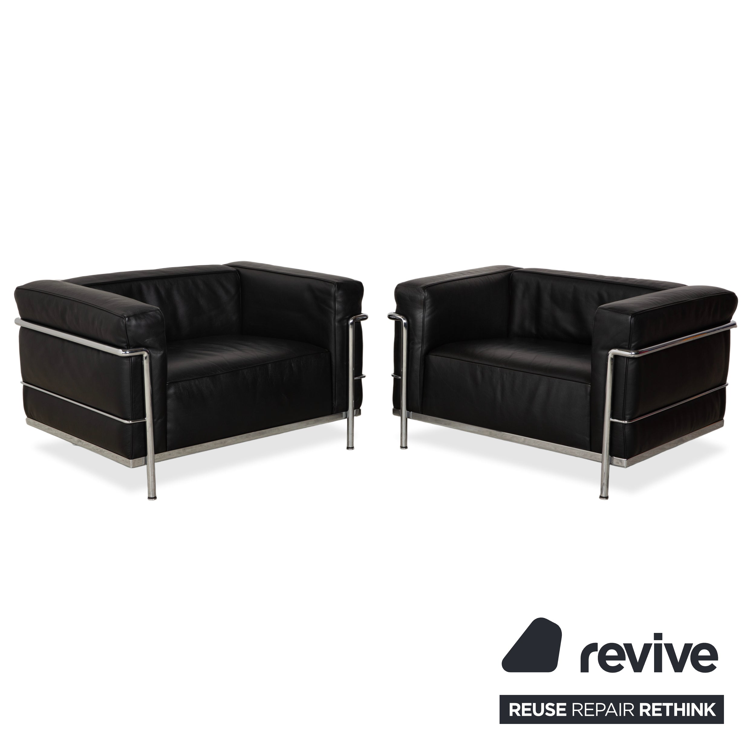 Cassina LC 3 Leather 2x Armchair Black